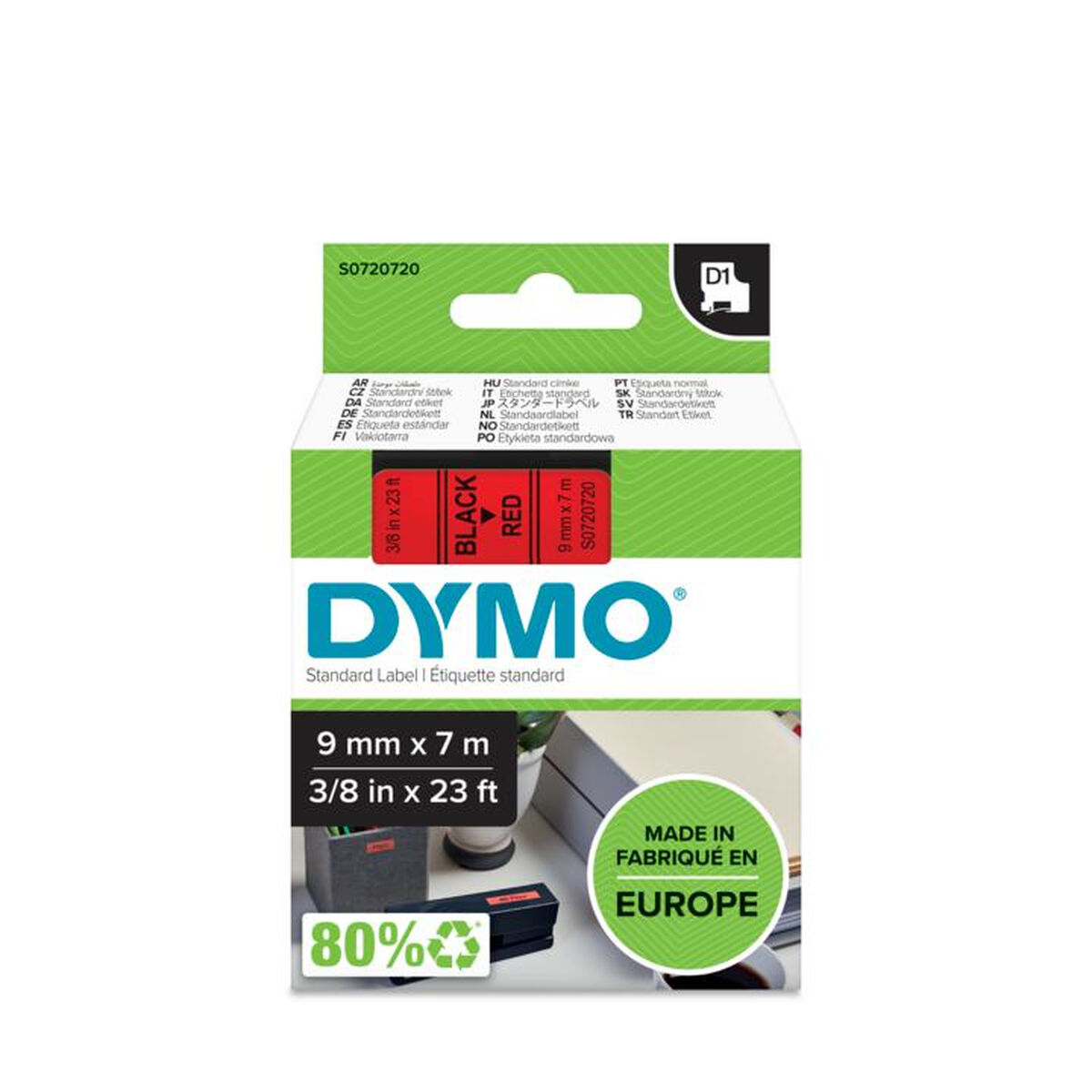 Ruban Dymo Noir 9 mm x 7 m